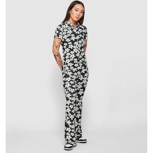 Sundae School Black & White Flower Bomb Terry Pant - Medium (fits Small best)